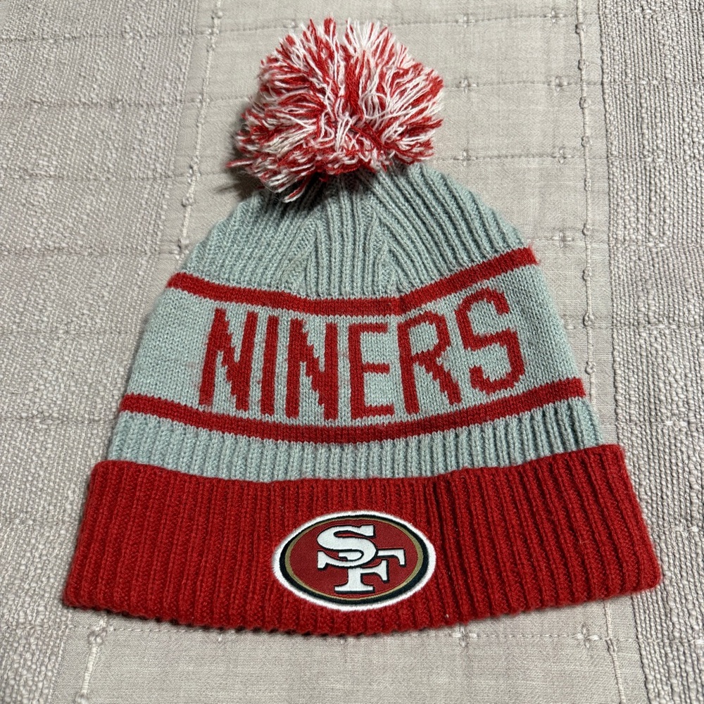 idegy San Francisco 49ers NFL Knit Pom Hat Red Gray Football
